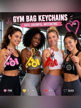 NEW Fitness Gym Keychain Charm Set | Dumbbell, Weight Plate & Shaker Bottle